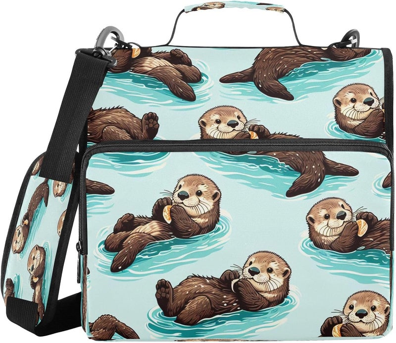 KEEPREAL Cute Sea Otters Zipper Binder for School with Shoulder Strap & Extra Pockets - 1.5 Inch 3-Ring Binder Holds 500+ Sheets, Textbooks, Laptop - Image 1